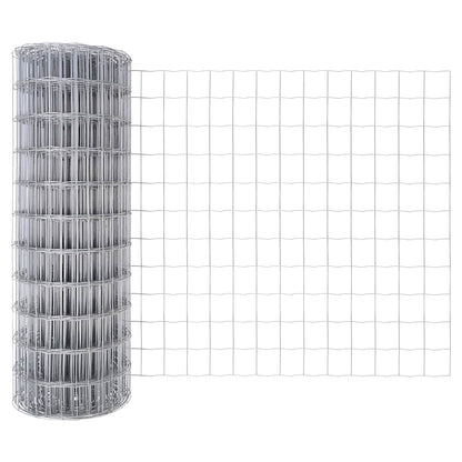 Zaun mit Pfosten Silber 1 x 25 m Stahl