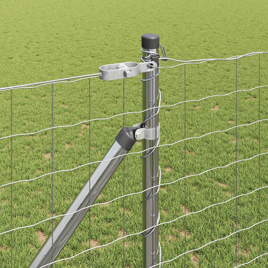 Zaun mit Pfosten Silber 1,2 x 25 m Stahl