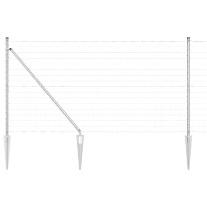 Zaun mit Pfosten Silber 1,2 x 25 m Stahl