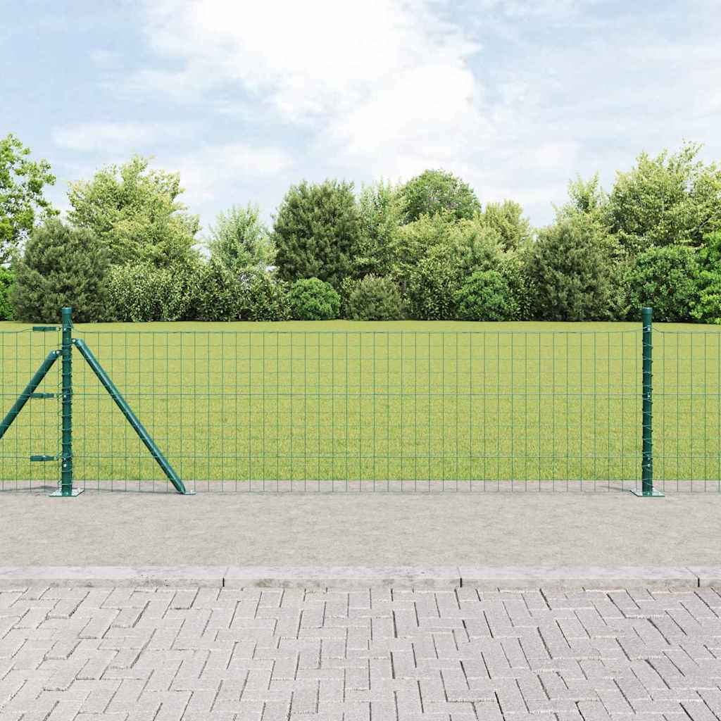 Zaun mit Pfosten Grün 0,4 x 10 m Stahl und PVC