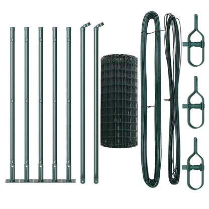 Zaun mit Pfosten Grün 0,4 x 10 m Stahl und PVC