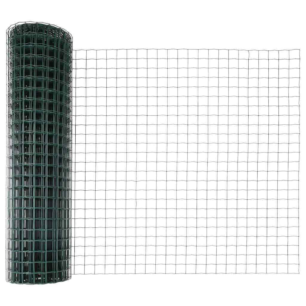 vidaXL Zaun mit Pfosten Grün 0,8 x 10 m Stahl und PVC