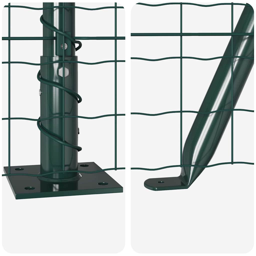 vidaXL Zaun mit Pfosten Grün 1,4 x 10 m Stahl und PVC