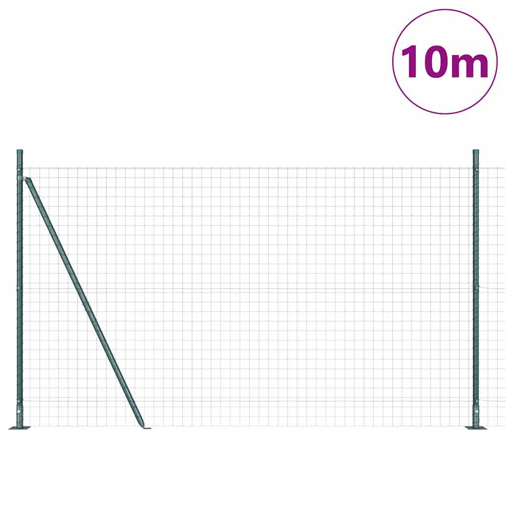 vidaXL Zaun mit Pfosten Grün 1,4 x 10 m Stahl und PVC