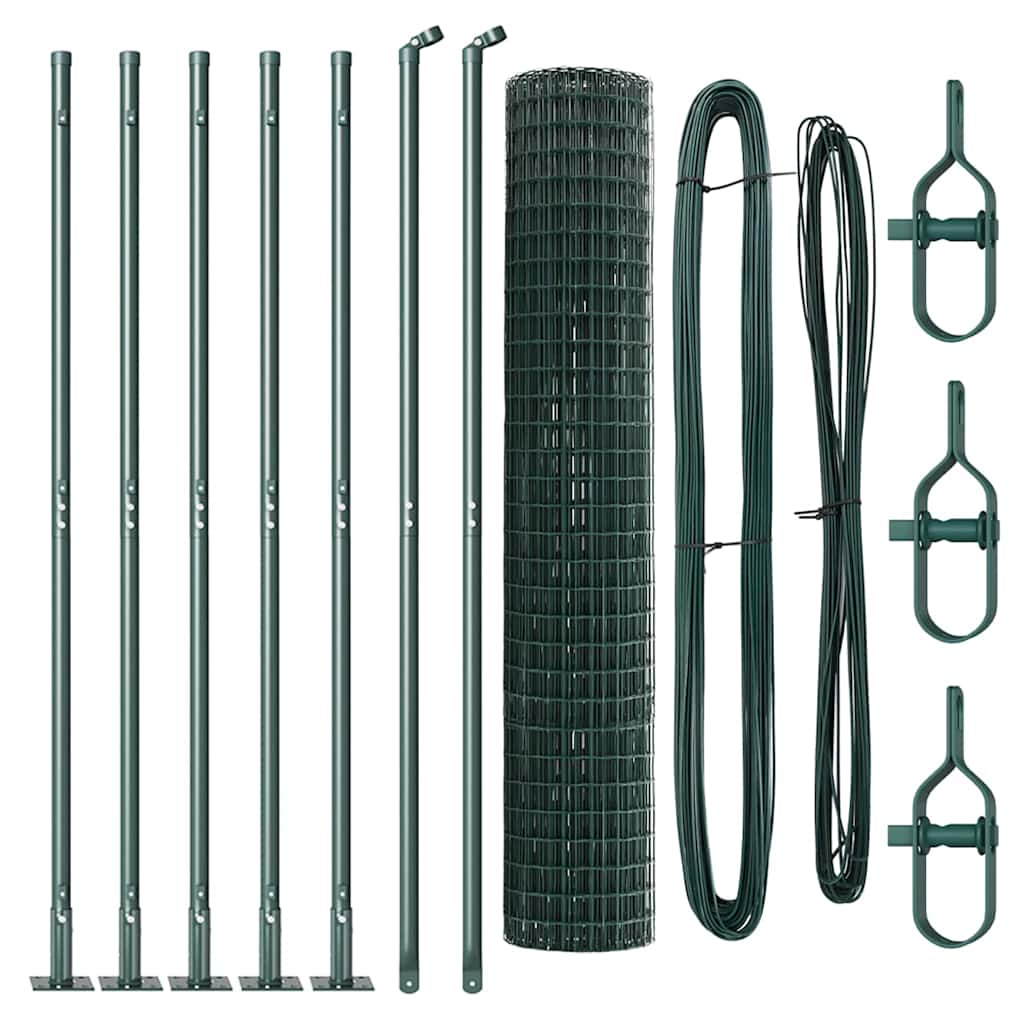 vidaXL Zaun mit Pfosten Grün 1,5 x 10 m Stahl