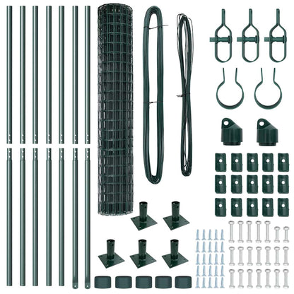 Zaun mit Pfosten Grün 1,6 x 10 m Stahl und PVC