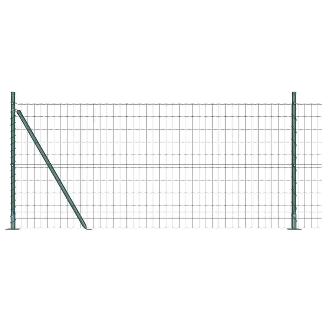 Zaun mit Pfosten Grün 1 x 10 m Stahl und PVC