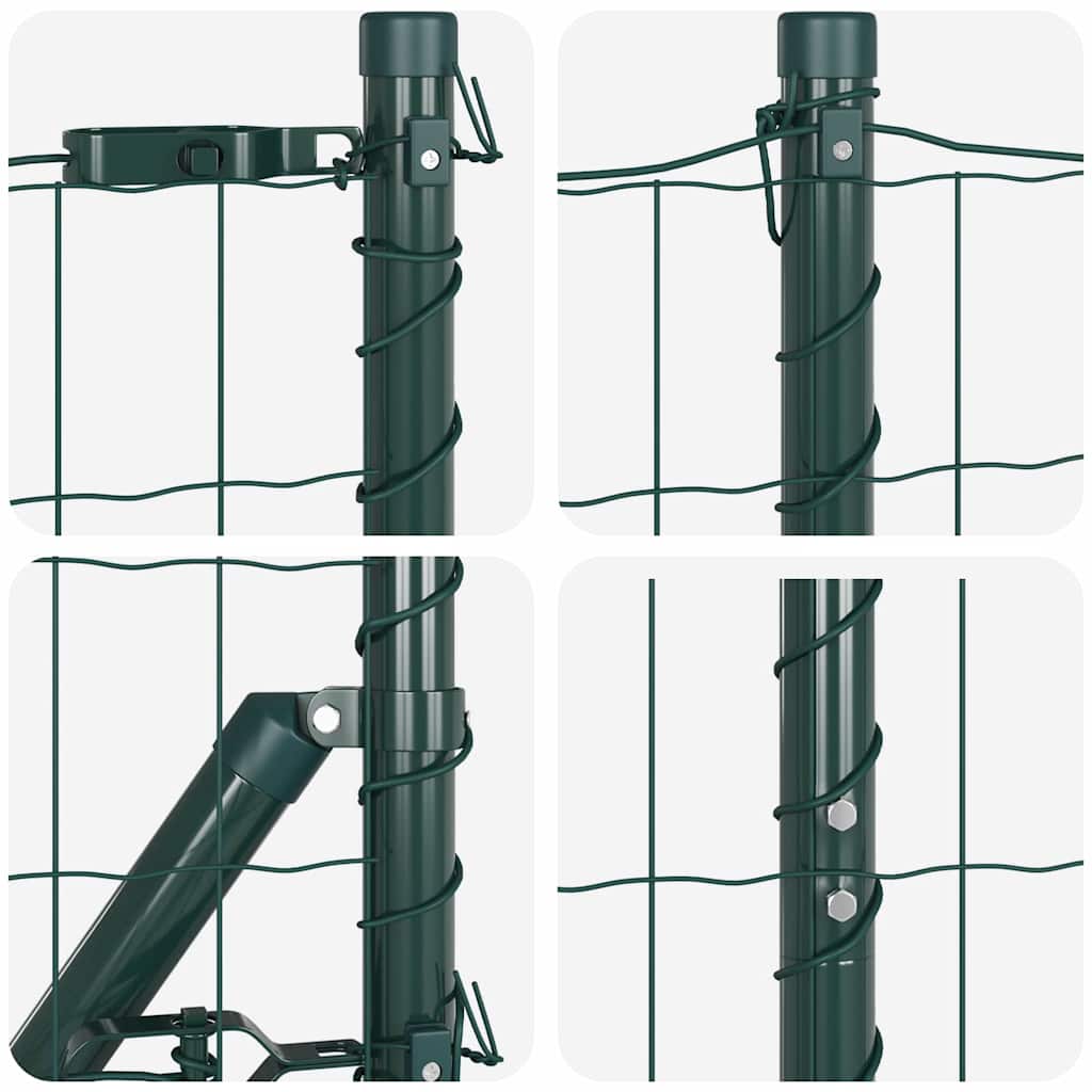 vidaXL Zaun mit Pfosten Grün 1,6 x 10 m Stahl und PVC