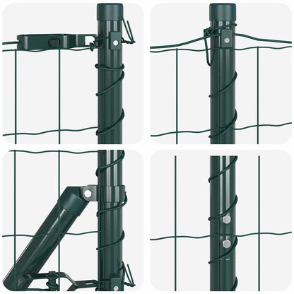 vidaXL Zaun mit Pfosten Grün 1,6 x 10 m Stahl und PVC