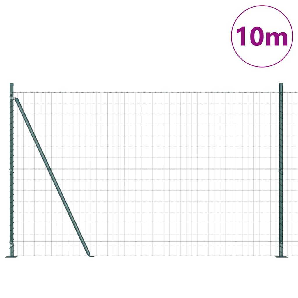 vidaXL Zaun mit Pfosten Grün 1,6 x 10 m Stahl und PVC