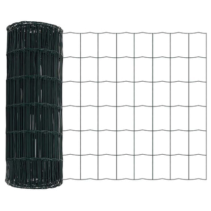 vidaXL Zaun mit Pfosten Grün 0,4 x 10 m Stahl und PVC