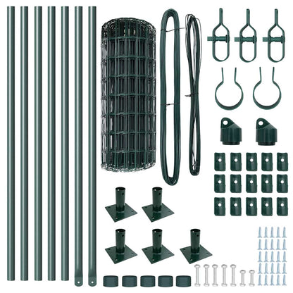 Zaun mit Pfosten Grün 0,6 x 10 m Stahl und PVC