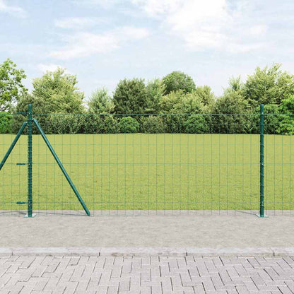 Zaun mit Pfosten Grün 1 x 10 m Stahl und PVC