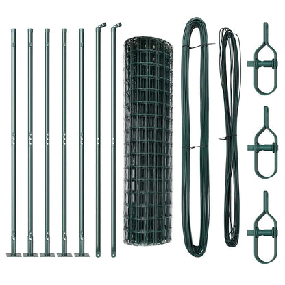 vidaXL Zaun mit Pfosten Grün 1,2 x 10 m Stahl und PVC