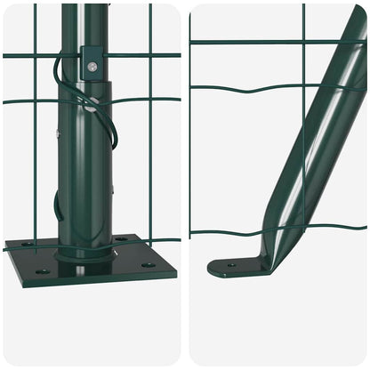vidaXL Zaun mit Pfosten Grün 1,6 x 10 m Stahl und PVC