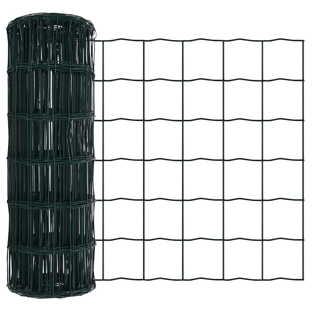 vidaXL Zaun mit Pfosten Grün 0,4 x 10 m Stahl und PVC