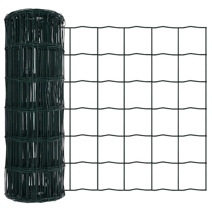 vidaXL Zaun mit Pfosten Grün 0,4 x 10 m Stahl und PVC