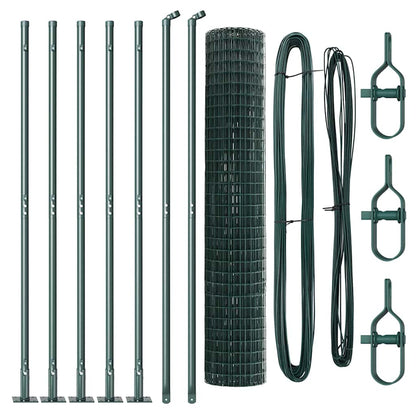 vidaXL Zaun mit Pfosten Grün 1,5 x 10 m Stahl