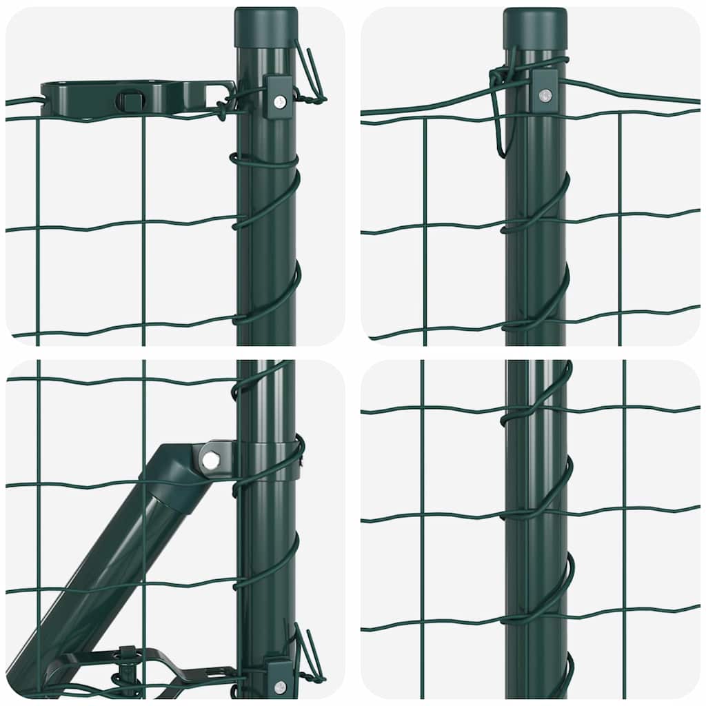 vidaXL Zaun mit Pfosten Grün 0,4 x 25 m Stahl und PVC