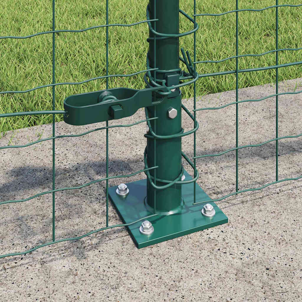 vidaXL Zaun mit Pfosten Grün 0,4 x 25 m Stahl und PVC