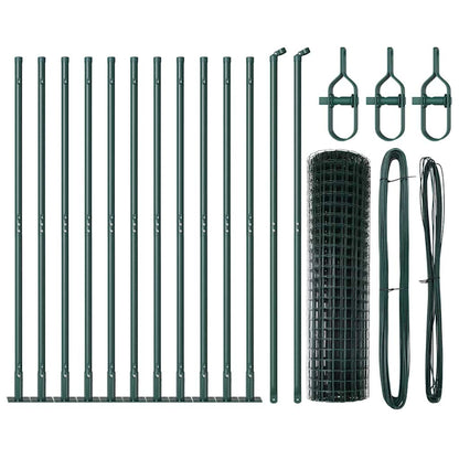 vidaXL Zaun mit Pfosten Grün 1 x 25 m Stahl und PVC
