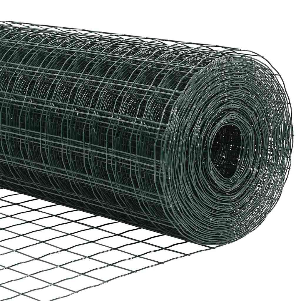 vidaXL Zaun mit Pfosten Grün 1,2 x 25 m Stahl und PVC