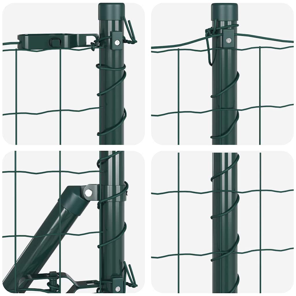 vidaXL Zaun mit Pfosten Grün 0,4 x 25 m Stahl und PVC