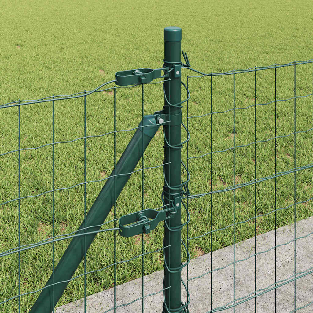 vidaXL Zaun mit Pfosten Grün 0,4 x 25 m Stahl und PVC