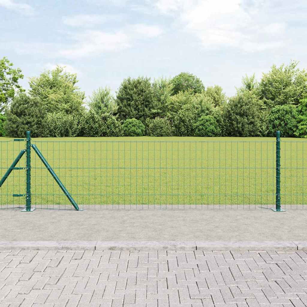 vidaXL Zaun mit Pfosten Grün 0,4 x 25 m Stahl und PVC