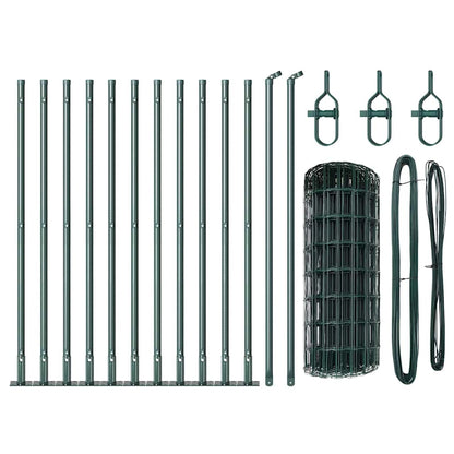 vidaXL Zaun mit Pfosten Grün 0,4 x 25 m Stahl und PVC