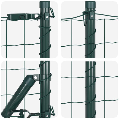 vidaXL Zaun mit Pfosten Grün 0,8 x 25 m Stahl und PVC