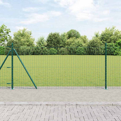 vidaXL Zaun mit Pfosten Grün 0,8 x 25 m Stahl und PVC