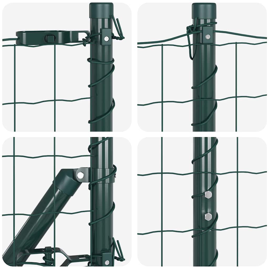 vidaXL Zaun mit Pfosten Grün 1,2 x 25 m Stahl und PVC