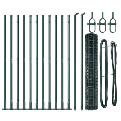 vidaXL Zaun mit Pfosten Grün 1,2 x 25 m Stahl und PVC