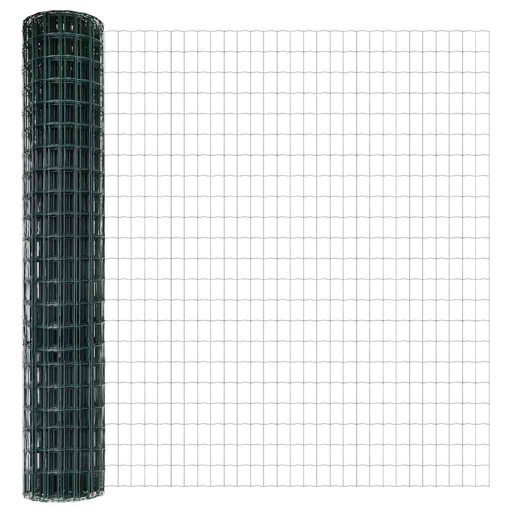 vidaXL Zaun mit Pfosten Grün 1,2 x 25 m Stahl und PVC