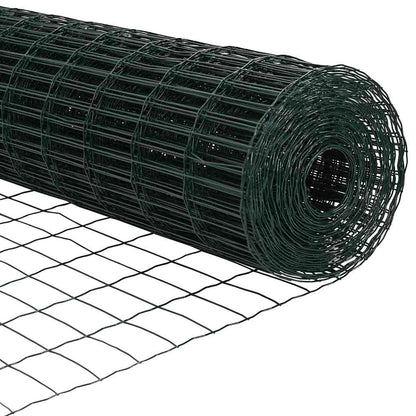 vidaXL Zaun mit Pfosten Grün 0,4 x 25 m Stahl und PVC