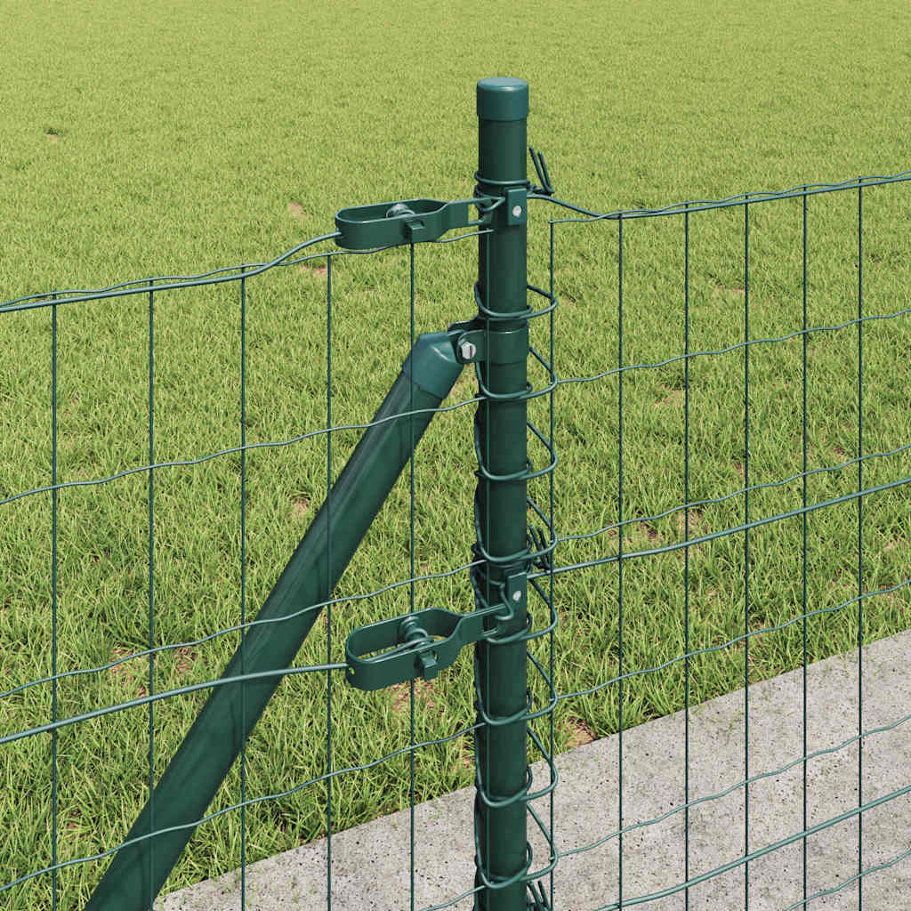 vidaXL Zaun mit Pfosten Grün 0,6 x 25 m Stahl und PVC