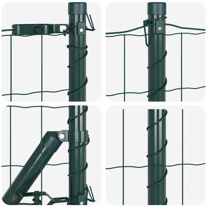 vidaXL Zaun mit Pfosten Grün 0,8 x 25 m Stahl und PVC