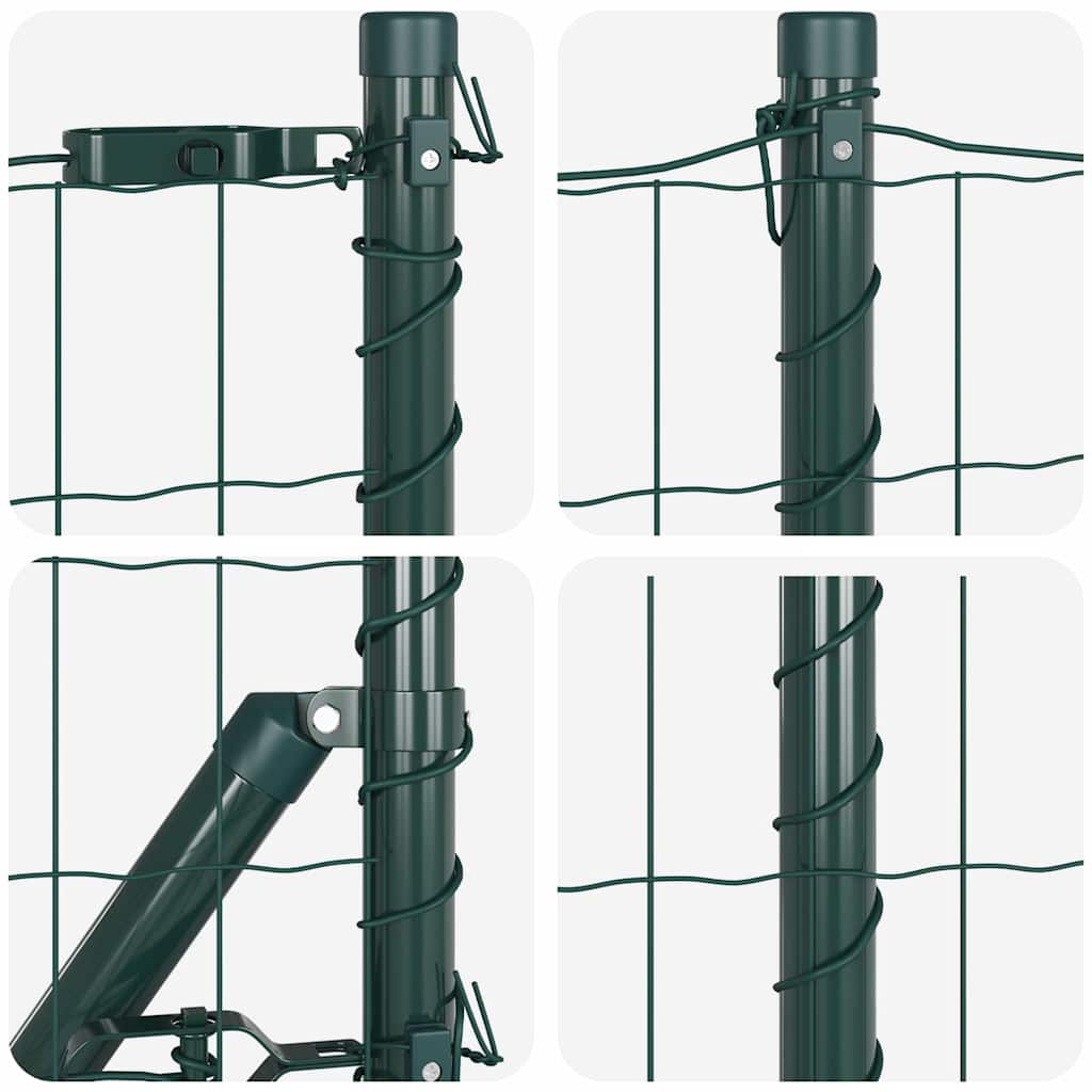vidaXL Zaun mit Pfosten Grün 1 x 25 m Stahl und PVC