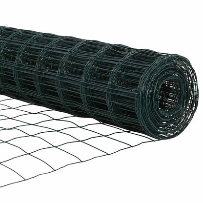 vidaXL Zaun mit Pfosten Grün 0,4 x 25 m Stahl und PVC