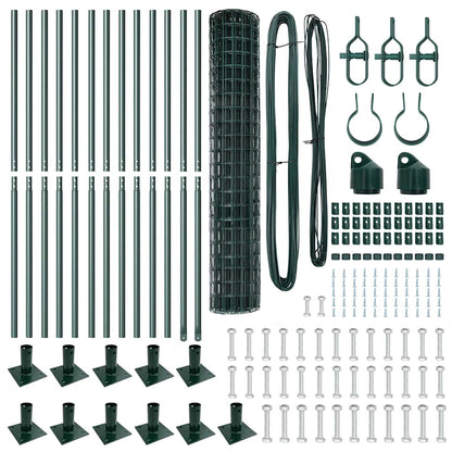 vidaXL Zaun mit Pfosten Grün 1,2 x 25 m Stahl und PVC