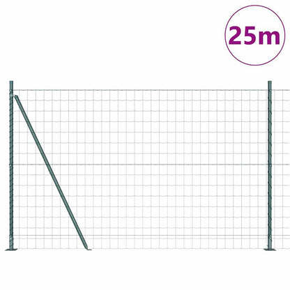 vidaXL Zaun mit Pfosten Grün 1,2 x 25 m Stahl und PVC