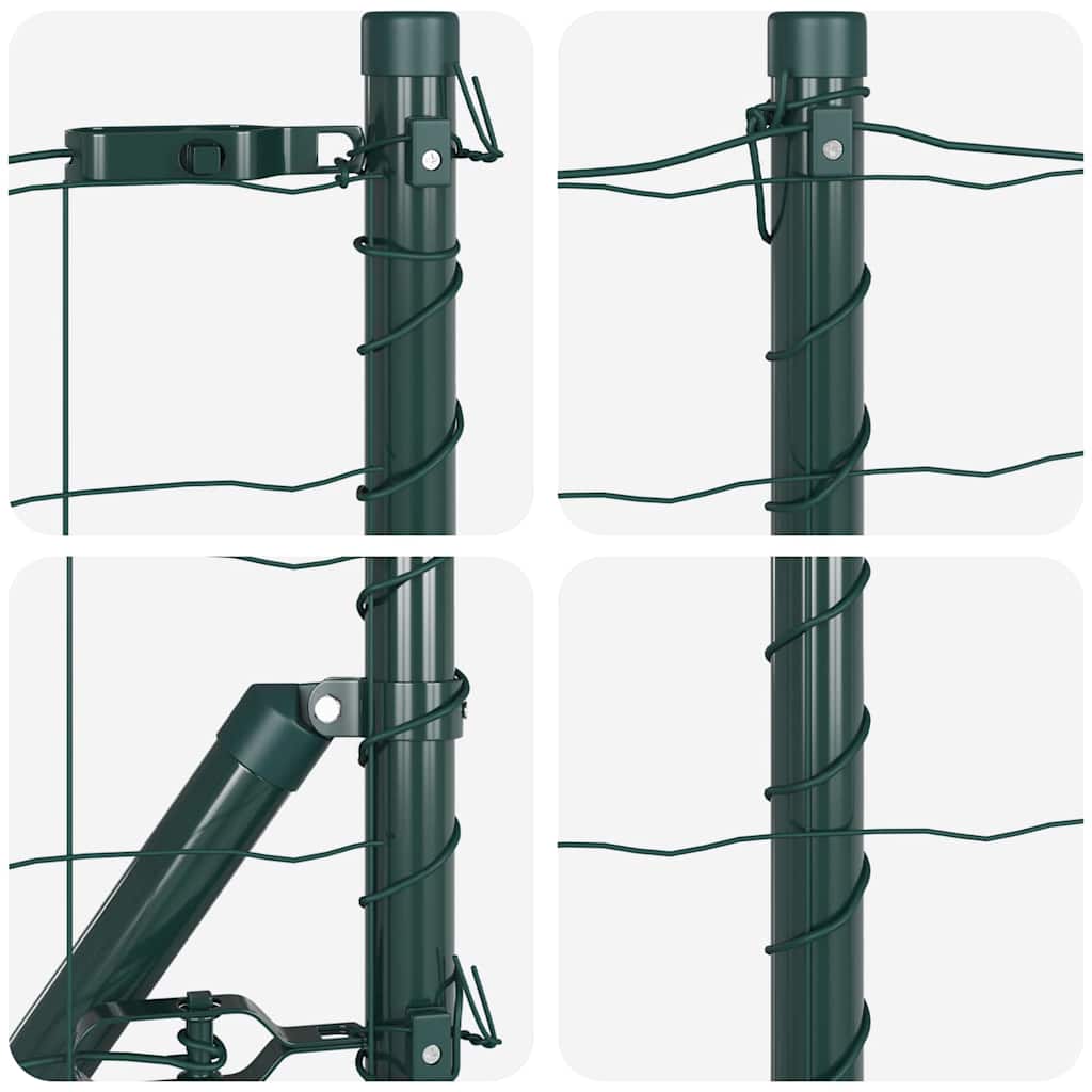 vidaXL Zaun mit Pfosten Grün 1 x 25 m Stahl