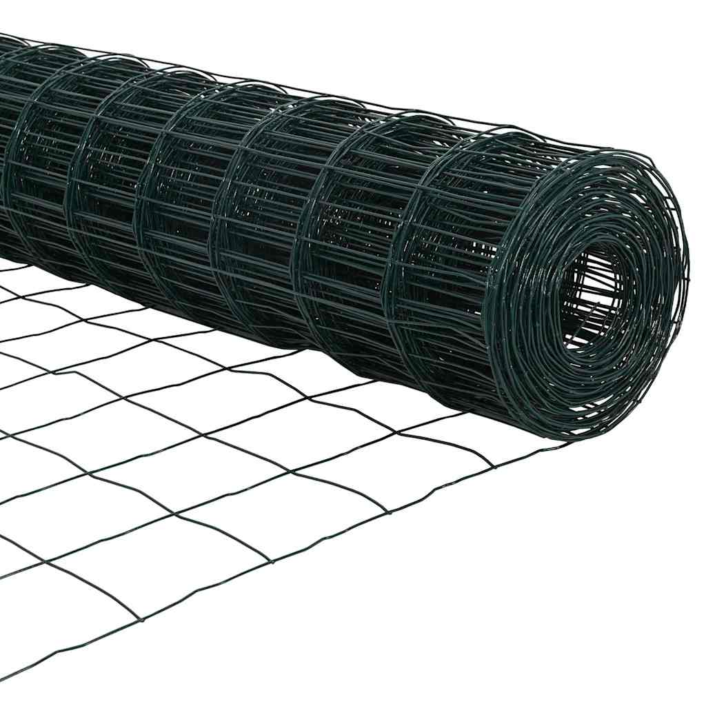 vidaXL Zaun mit Pfosten Grün 1 x 25 m Stahl