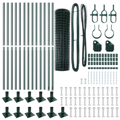 vidaXL Zaun mit Pfosten Grün 1 x 25 m Stahl