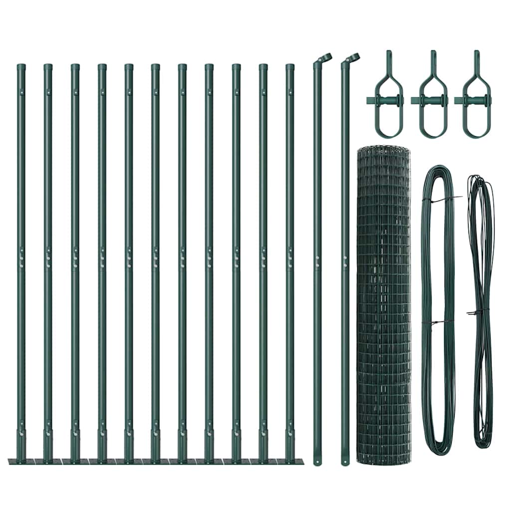 vidaXL Zaun mit Pfosten Grün 1,2 x 25 m Stahl