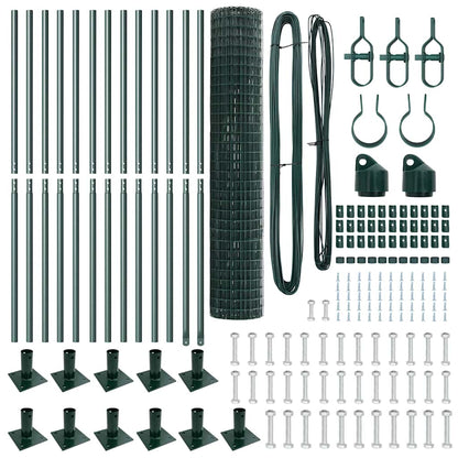 vidaXL Zaun mit Pfosten Grün 1,2 x 25 m Stahl
