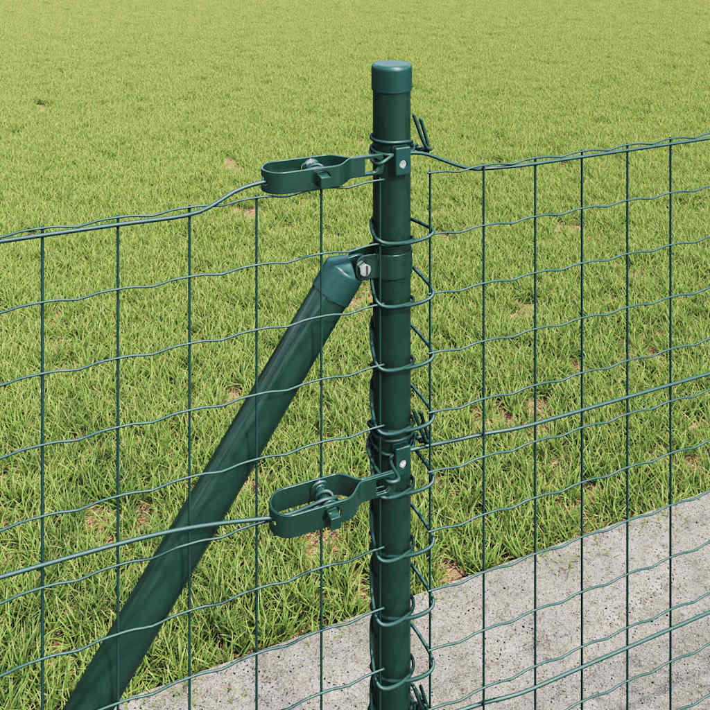 vidaXL Zaun mit Pfosten Grün 0,4 x 50 m Stahl und PVC