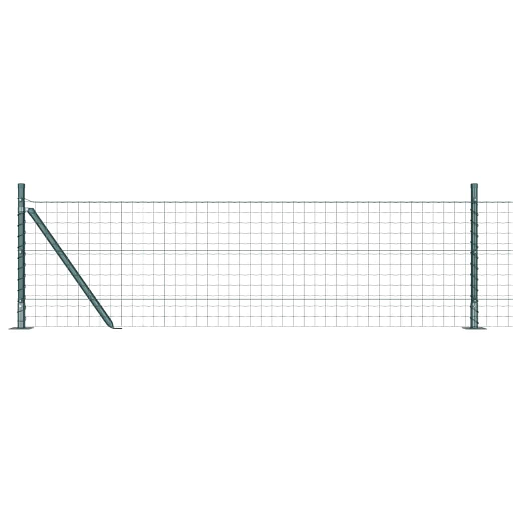vidaXL Zaun mit Pfosten Grün 0,4 x 50 m Stahl und PVC