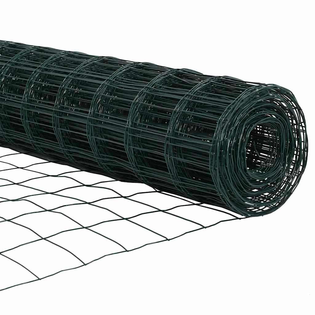 vidaXL Zaun mit Pfosten Grün 0,4 x 50 m Stahl und PVC